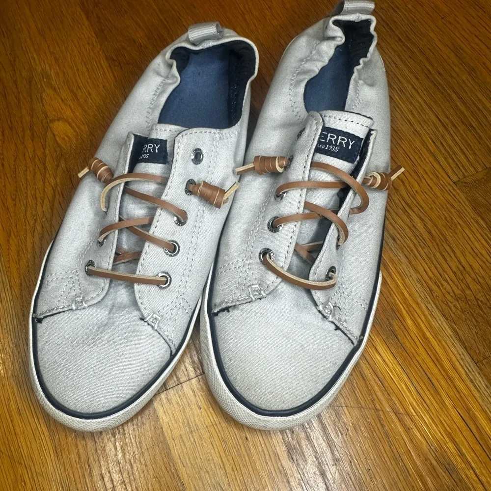Sperry Crest Vibe Slip-On Sneakers Women’s 8.5 | Gray Canvas Boat Shoes |